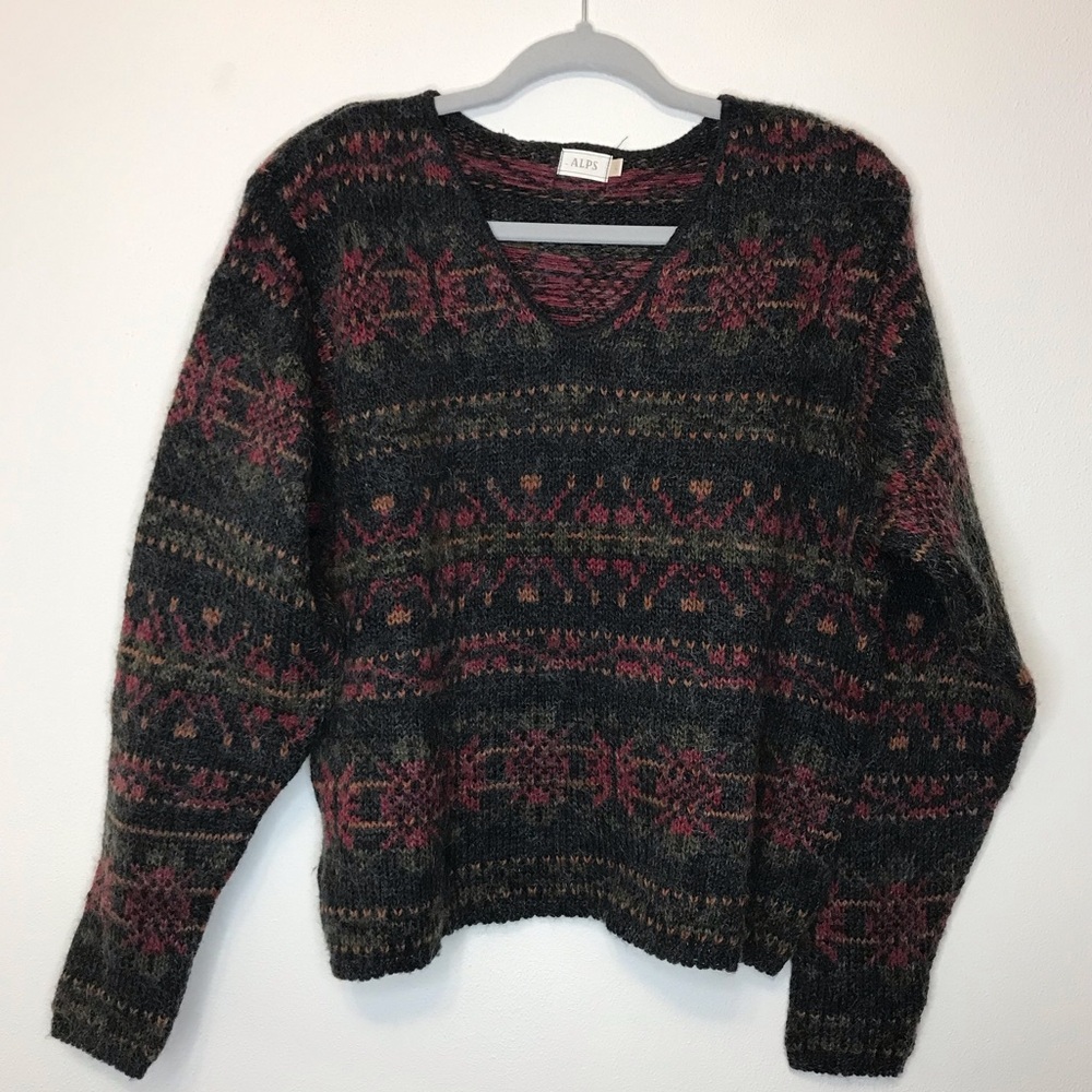 Vintage Mohair Blend ALPS Women’s Sweater V-neck
